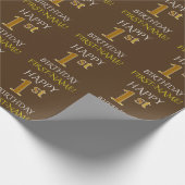 Papier Cadeau Brown, Faux Gold "HEUREUX 1er anniversaire" (Coin)