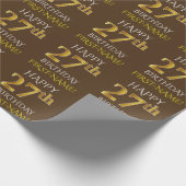 Papier Cadeau Brown, Faux Gold "HEUREUX 27ème anniversaire" (Coin)