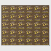 Papier Cadeau Brown, Faux Gold "HEUREUX 32e anniversaire" (Plat)