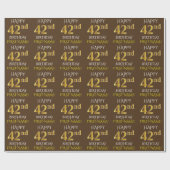 Papier Cadeau Brown, Faux Gold "HEUREUX 42e anniversaire" (Plat)