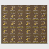 Papier Cadeau Brown, Faux Gold "HEUREUX 4ème anniversaire" (Plat)