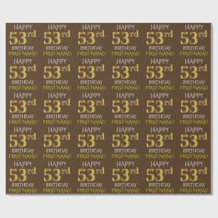 Papier Cadeau Brown, Faux Gold "HEUREUX 53e anniversaire"