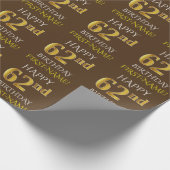 Papier Cadeau Brown, Faux Gold "HEUREUX 62e anniversaire" (Coin)