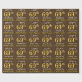 Papier Cadeau Brown, Faux Gold "HEUREUX 69e ANNIVERSAIRE" (Plat)