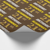 Papier Cadeau Brown, Faux/Imitation Gold, "21e ANNIVERSAIRE" (Coin)