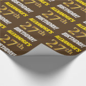 Papier Cadeau Brown, Faux/Imitation Gold, "27e ANNIVERSAIRE" (Coin)