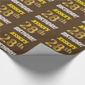 Papier Cadeau Brown, Faux/Imitation Gold, "28e ANNIVERSAIRE" (Coin)