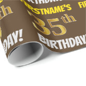 Papier Cadeau Brown, Faux/Imitation Gold, "35e anniversaire" (Coin rond)