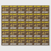 Papier Cadeau Brown, Faux/Imitation Gold, "42e anniversaire" (Plat)