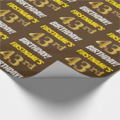 Papier Cadeau Brown, Faux/Imitation Gold, "43e anniversaire" (Coin)