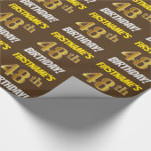 Papier Cadeau Brown, Faux/Imitation Gold, "48e ANNIVERSAIRE" (Coin)