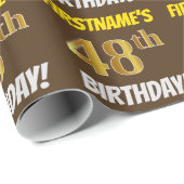 Papier Cadeau Brown, Faux/Imitation Gold, "48e ANNIVERSAIRE" (Coin rond)