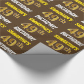 Papier Cadeau Brown, Faux/Imitation Gold, "49e ANNIVERSAIRE" (Coin)
