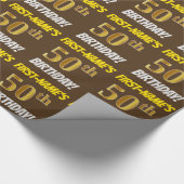 Papier Cadeau Brown, Faux/Imitation Gold, "50e ANNIVERSAIRE" (Coin)