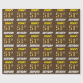 Papier Cadeau Brown, Faux/Imitation Gold, "51e ANNIVERSAIRE" (Plat)