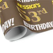 Papier Cadeau Brown, Faux/Imitation Gold, "53e anniversaire" (Coin rond)