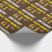Papier Cadeau Brown, Faux/Imitation Gold, "61e ANNIVERSAIRE" (Coin)