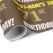 Papier Cadeau Brown, Faux/Imitation Gold, "71e ANNIVERSAIRE" (Coin rond)