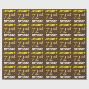 Papier Cadeau Brown, Faux/Imitation Gold, "72e anniversaire"