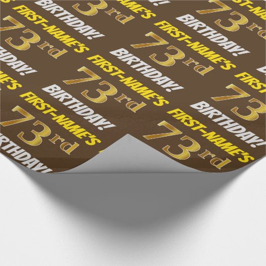Papier Cadeau Brown, Faux/Imitation Gold, "73e anniversaire" (Coin)