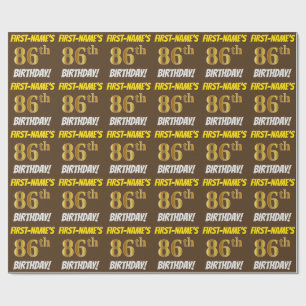 Papier Cadeau Brown, Faux/Imitation Gold, "86e ANNIVERSAIRE"