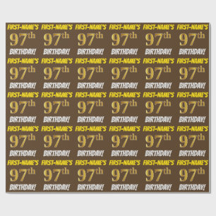 Papier Cadeau Brown, Faux/Imitation Gold, "97e ANNIVERSAIRE"