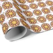 Papier Cadeau Brown Fleurs rose pois point motif floral (Coin rond)