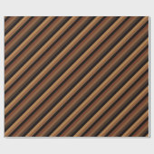 Papier Cadeau Brown foncé rayures obliques moderne élégant (Plat)