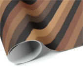 Papier Cadeau Brown foncé rayures obliques moderne élégant (Coin rond)