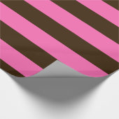Papier Cadeau Brown foncé, rose chaud #2 XL Preppy Stripe 1X (Coin)