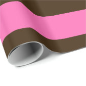 Papier Cadeau Brown foncé, rose chaud #2 XL Preppy Stripe 1X (Coin rond)