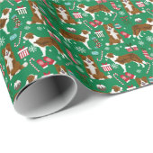 Papier Cadeau Brown frontière Collie Dog Noël (Coin rond)