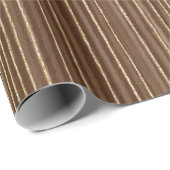 Papier Cadeau Brown Gold Stripes Christmas (Coin rond)
