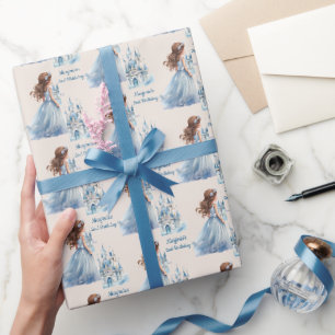 Papier Cadeau Brown Hair Princesse et Château