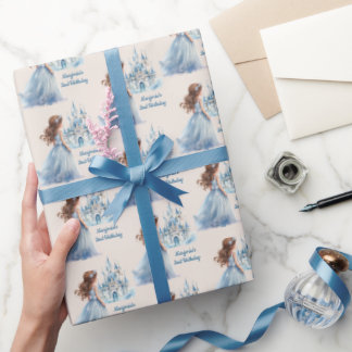 Papier Cadeau Brown Hair Princesse et Château