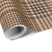 Papier Cadeau Brown Houndstooth Scottish Check Plaid Motif (Coin rond)