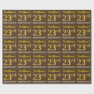 Papier Cadeau Brown, imitation de l'aspect or "23e ANNIVERSAIRE"