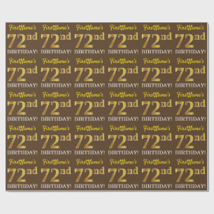 Papier Cadeau Brown, imitation d'un look or "72e ANNIVERSAIRE"