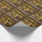 Papier Cadeau Brown, Imitation Gold Look "20e anniversaire" (Coin)