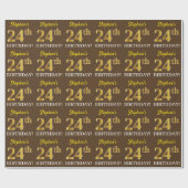Papier Cadeau Brown, Imitation Gold Look "24e anniversaire" (Plat)