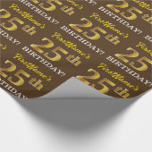 Papier Cadeau Brown, Imitation Gold Look "25e anniversaire" (Coin)