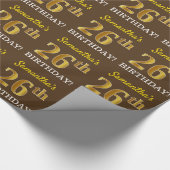 Papier Cadeau Brown, Imitation Gold Look "26e anniversaire" (Coin)