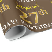 Papier Cadeau Brown, Imitation Gold Look "27e anniversaire" (Coin rond)