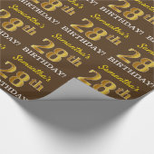 Papier Cadeau Brown, Imitation Gold Look "28e anniversaire" (Coin)