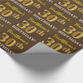 Papier Cadeau Brown, Imitation Gold Look "30e anniversaire" (Coin)
