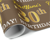 Papier Cadeau Brown, Imitation Gold Look "30e anniversaire" (Coin rond)
