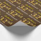 Papier Cadeau Brown, Imitation Gold Look "32e anniversaire" (Coin)