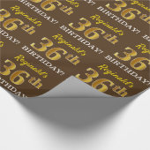 Papier Cadeau Brown, Imitation Gold Look "36e anniversaire" (Coin)