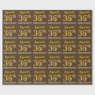 Papier Cadeau Brown, Imitation Gold Look "36e anniversaire"