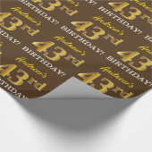 Papier Cadeau Brown, Imitation Gold Look "43ème anniversaire" (Coin)